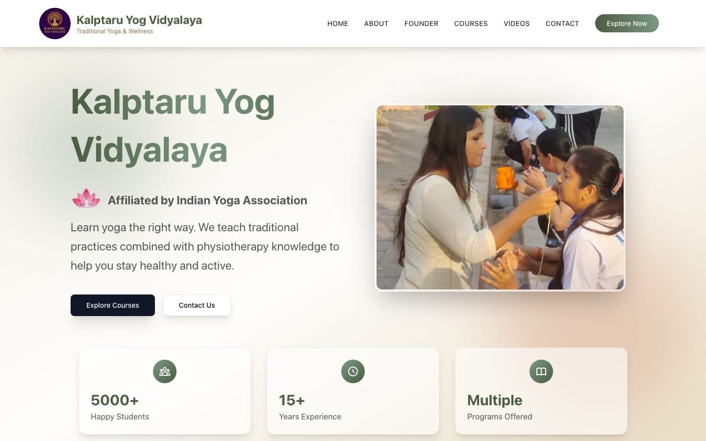 Kalptaru Yog Vidyalaya home page